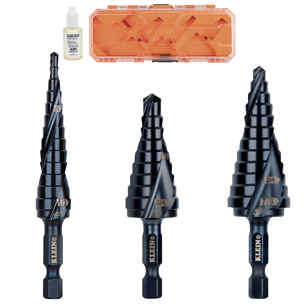 Klein Premium All Purpose Quick Release Step Bit Kit, 3 Piece # QRST3PC