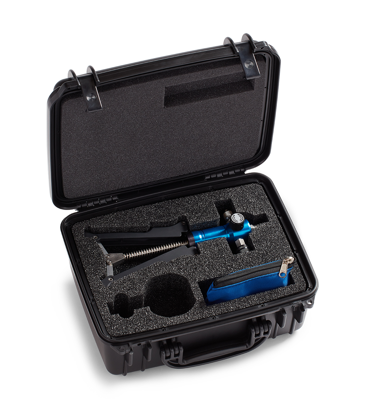 Ralston DCAP-PV Pressure and Vacuum Hand Pump, 3 Gauge Adapters - (1/4" MNPT, 1/8" MNPT, 1/4" FNPT), 3ft Hose, Zippered Bag, Carrying Case # DCAP-PV-KIT1