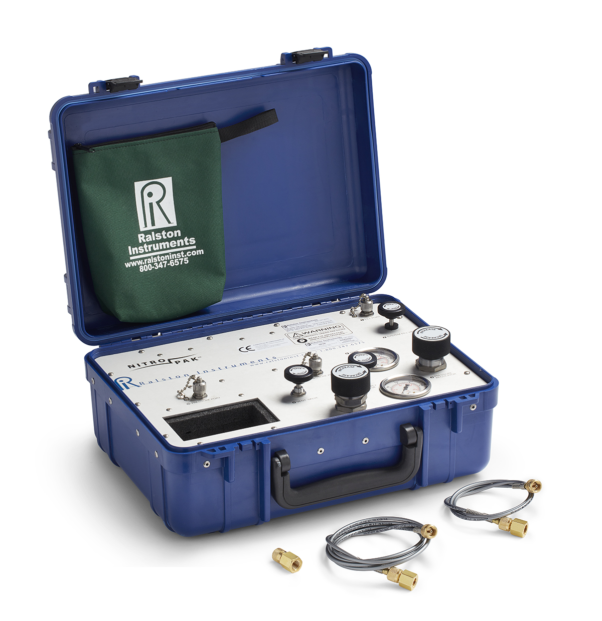 Ralston NitroPak, 1/4" Female BSPP Gauge Adapter, 2m, 1m Hoses, (2) 1/4" FBSPP Process Connections # NPAK-2FBA-RG-2m-1m
