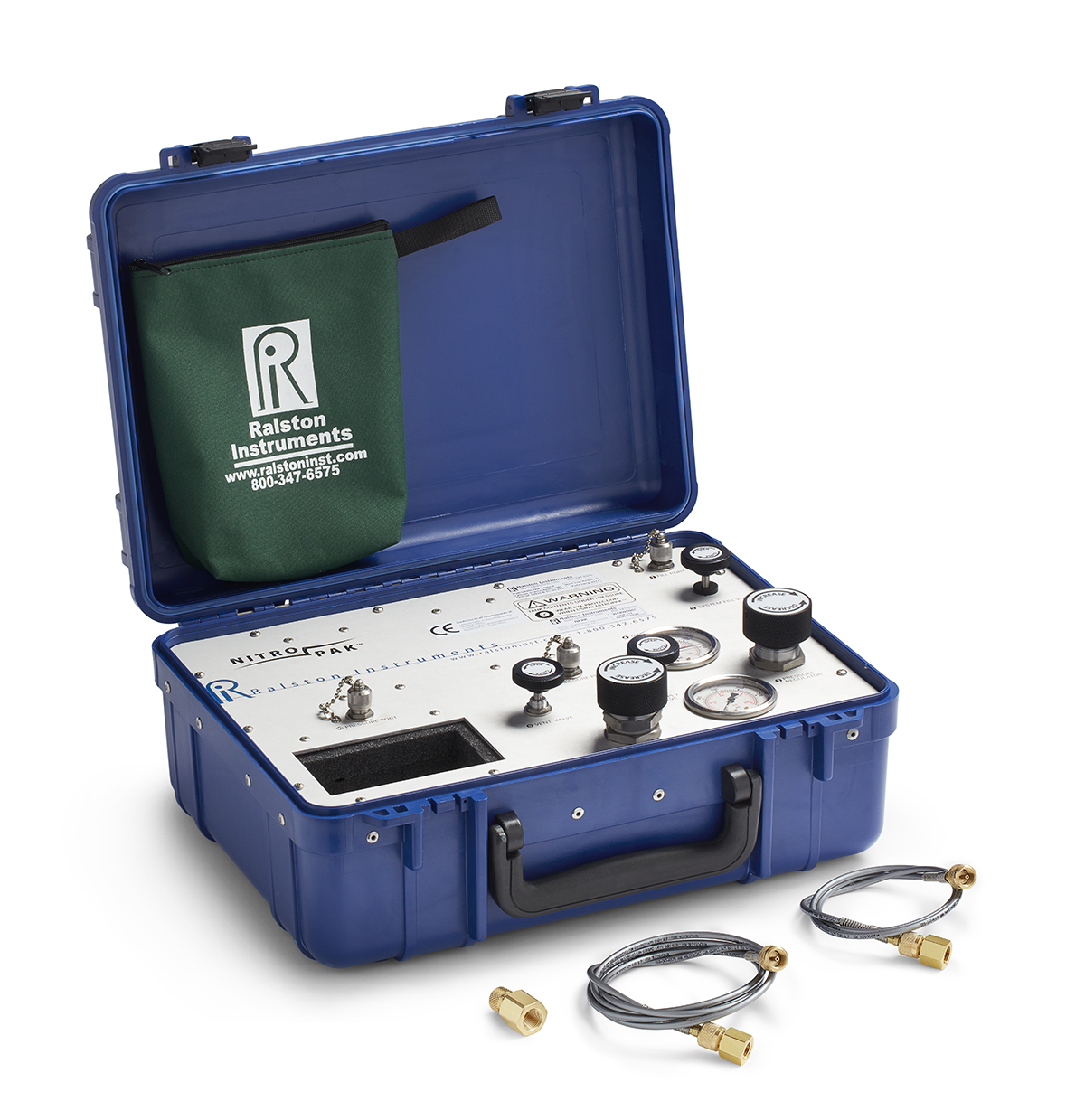 Ralston NitroPak, 3/8" Female BSPP Gauge Adapter, 2m, 1m Hoses, (2) 1/4" FBSPP Process Connections # NPAK-3FBA-RG-2m-1m