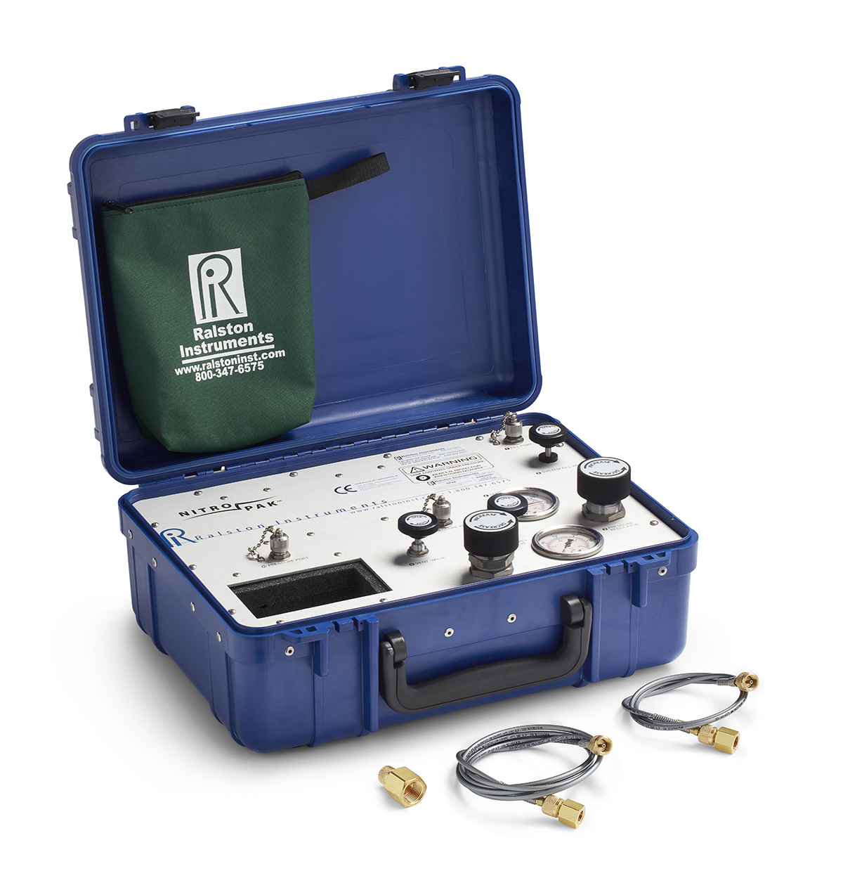 Ralston NitroPak, 1/2" Female BSPP Gauge Adapter, 2m, 1m Hoses, (2) 1/4" FBSPP Process Connections # NPAK-4FBA-RG-2m-1m