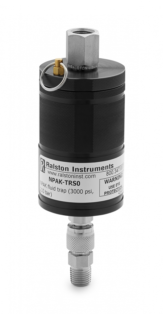 Ralston Liquid Trap with NPT Ports - (1) 1/4" Female NPT Top Connection, (1) 1/4" Male NPT Bottom Connection # NPAK-TRS0-2MS0-2FSA