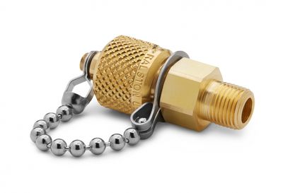 Ralston 1/8" Male NPT x Male Quick-Test, No Check-Valve, with Cap and Chain, Brass # QTFT-1MB0