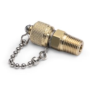 Ralston 1/4" Male BSPT (ISO 7/1) x Male Quick-Test, No Check-Valve, with Cap and Chain, Brass # QTFT-2MB0-RT