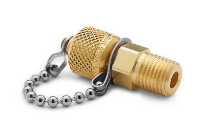 Ralston 1/4" Male NPT x Male Quick-Test, with Check-Valve, with Cap and Chain, Brass, Low Temperature Seals # QTFT-2MB1-LT