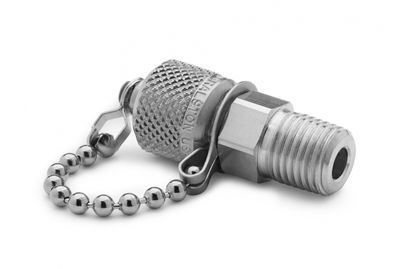 Ralston 1/4" Male NPT x Male Quick-Test, No Check-Valve, with Cap and Chain, S.S. # QTFT-2MS0