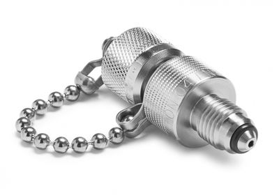 Ralston AN -4 Male 37 Degree Flare (AN/JIC) x Male Quick-Test with Cap and Chain, S.S. # QTFT-2MS0-AN-QD
