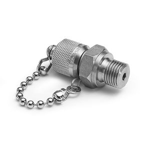 Ralston G 1/4" Male BSPP (ISO 228/1) x Male Quick-Test, No Check-Valve, with Cap and Chain, S.S. # QTFT-2MS0-RS