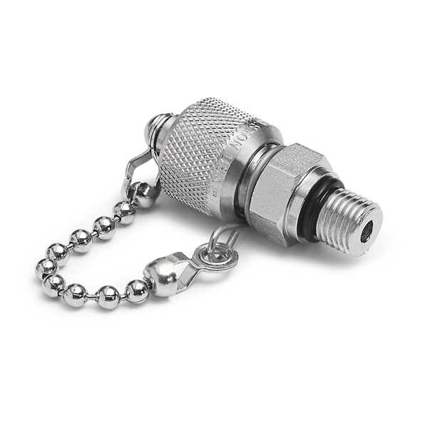Ralston Male Quick-Test x Pump with Cap and Chain, Stainless Steel, Viton Seals # QTFT-3SS0-VT