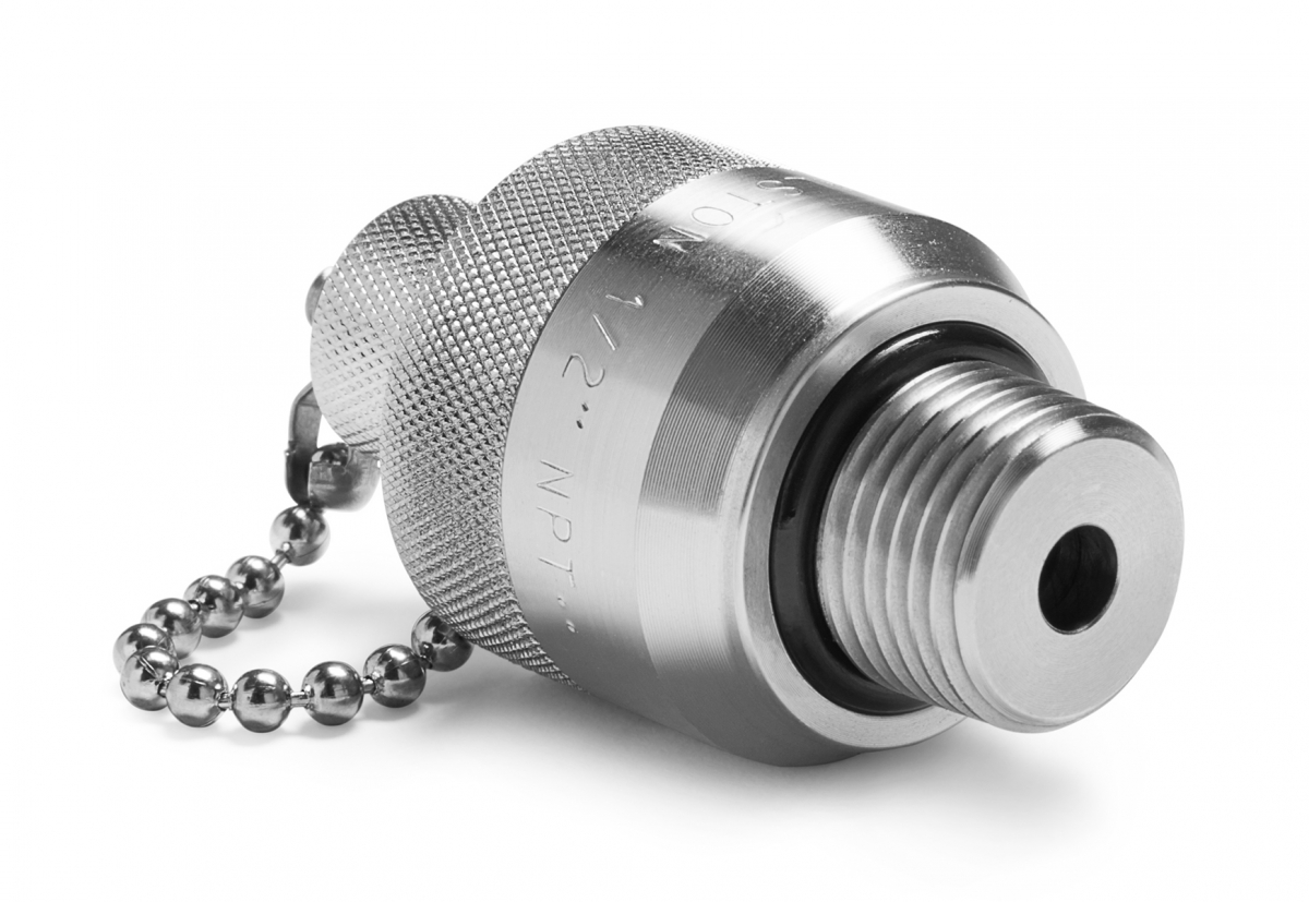 Ralston 1/2" Male NPT Quick-Connect x Male Quick-Test, with Cap and Chain, S.S. # QTFT-4MS0-QD