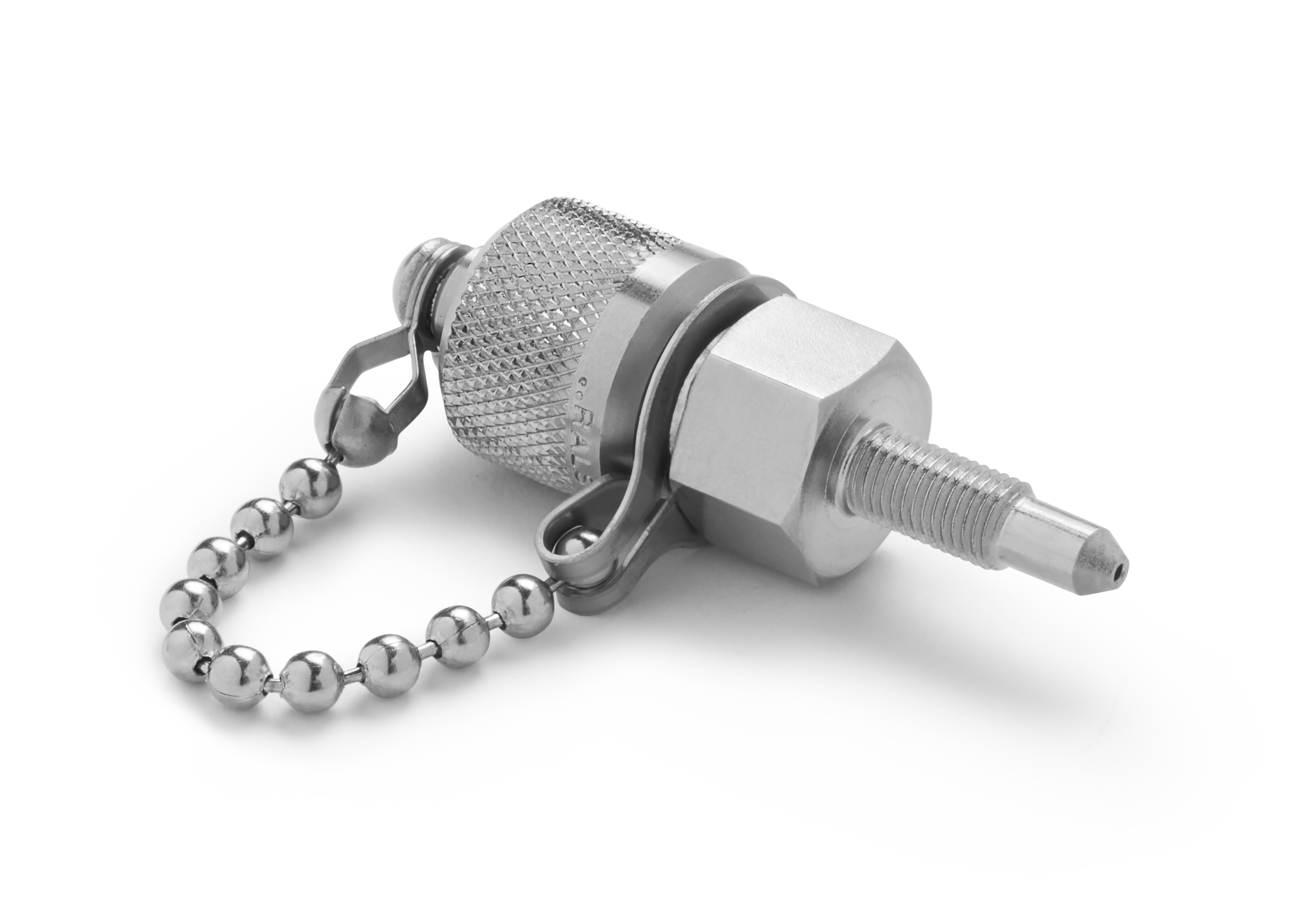 Ralston M6 x 0.75 mm x Male Quick-Test, with Cap and Chain, S.S. # QTFT-ABS0