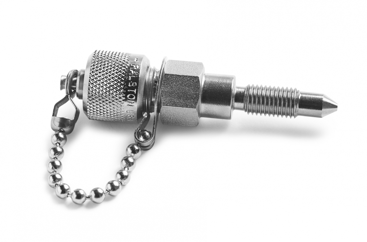 Ralston 5/16"-24 UNF x Male Quick-Test, with Cap and Chain, S.S., Viton Seals # QTFT-FRS0-VT