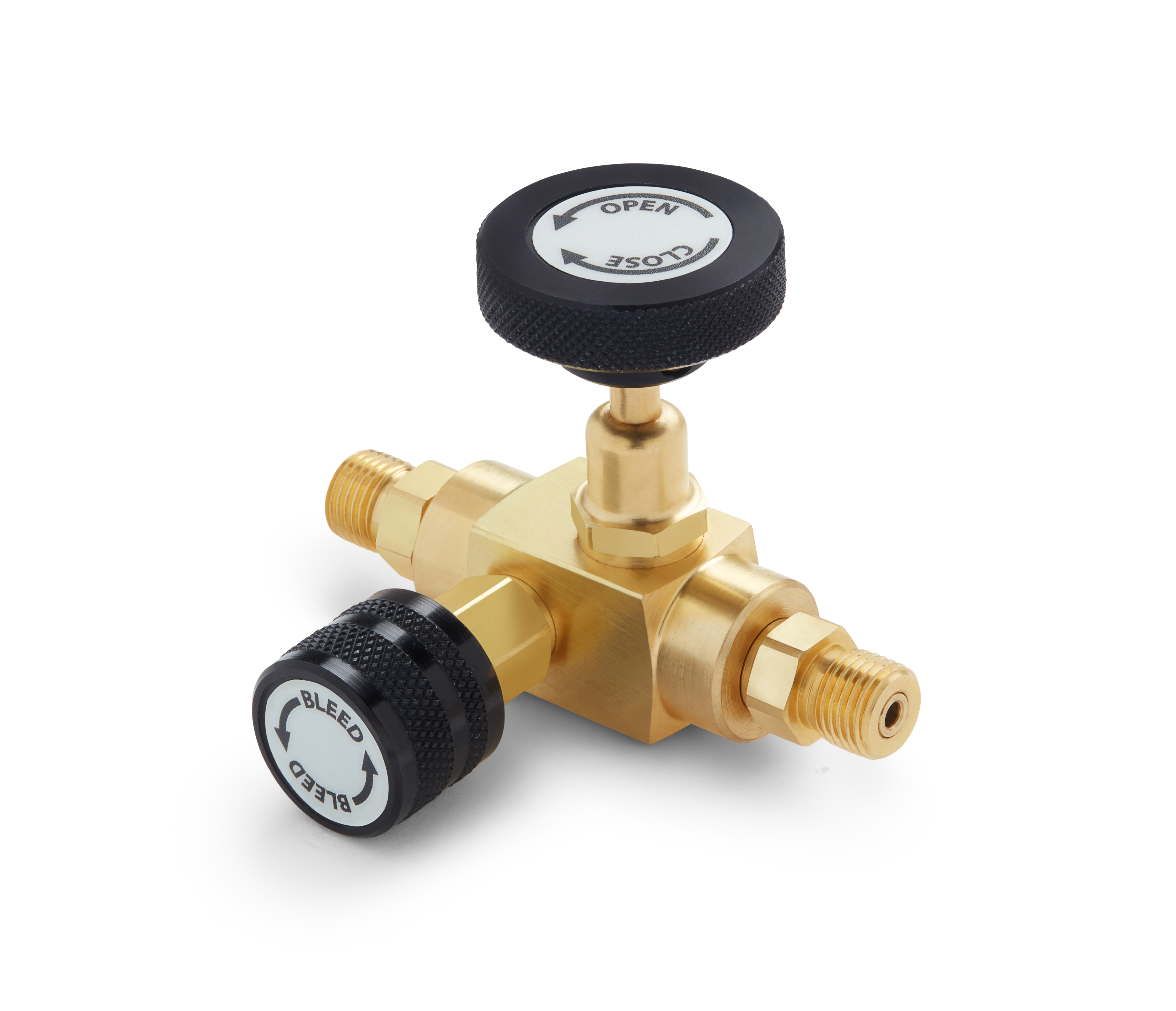 Ralston Block & Bleed Valve - Male Quick-Test Inlet x Male Quick-Test Outlet, Brass # QTHA-BLB0-HH