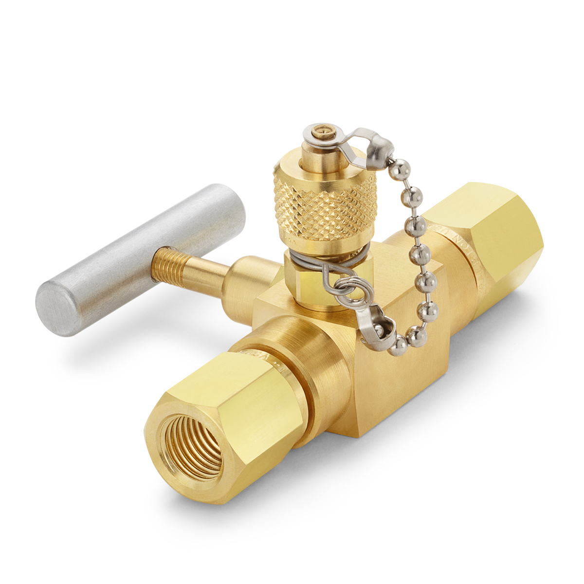 Ralston Shut-Off Valve - 1/4" Female NPT x 1/4" Female NPT with Male Quick-Test Test Port, Brass # QTVF-000B-2F-2F