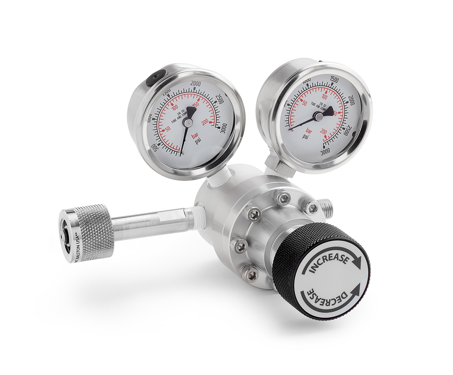 Ralston 3000 PSI Regulator, 2 Pressure Gauges, Afnor Nf E29-650 Type C Inlet Connection, Male Quick-Test Outlet Conn. Kit # XREG-KIT6