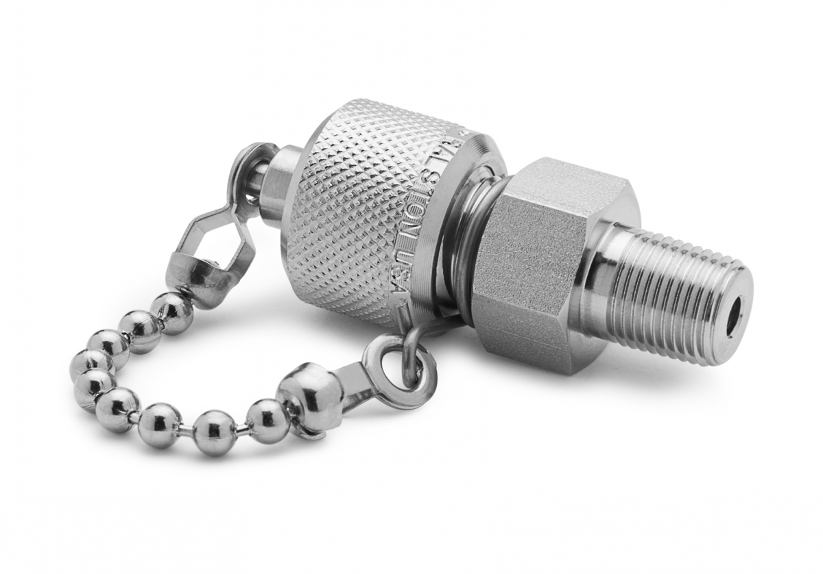 Ralston 1/8" Male NPT x Male Quick-Test XT, No Check-Valve, with Cap and Chain, S.S. # XTFT-1MS0