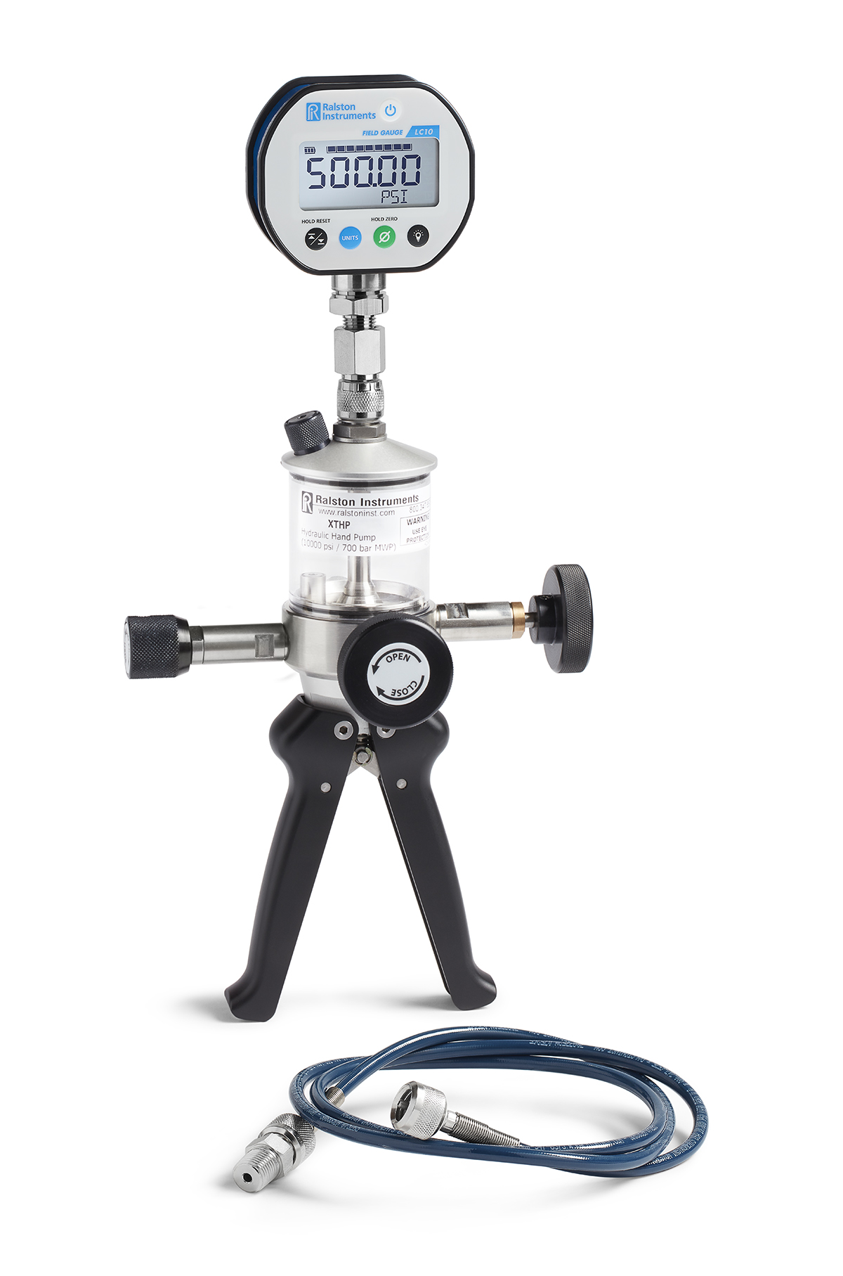 Ralston 10,000 PSI / 70 MPa Hydraulic Hand Pump, 3 ft Hose, 10,000 PSI Digital Pressure Gauge # XTHP-10,000 PSIG-D