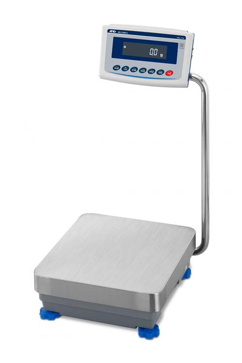 A&D Weighing Apollo GX-102000L High-Capacity Balance, 102,000g x 1g, 15.2in x 13.5in pan, Swing arm display, IP65, Internal cal # 227359
