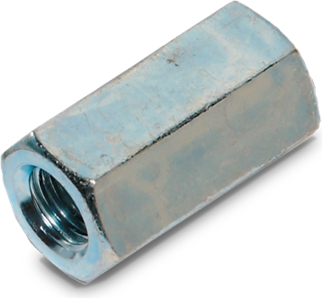 Rice Lake Nut, CPLG 3/8-16NCx1-3/4 5/8 Heavy HEX Width Across Flats=5/8 Length=1-3/4 Steel Zinc Plated Minimum Tensile Strength=60000 Psi Safe Load=1500 Lbs # 14650