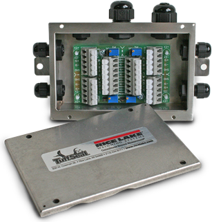 Rice Lake J-Box, JB4SS 4 Channel Signal Trim with Expansion, w/ PG 7 cord grips for load cells, Stainless Steel Nema 4X FM Approved # 88956