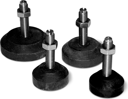 Rice Lake Foot, Floor Scale Rigid Polyurethane Rubber 2.500Dia 1/2-20 UNF SST Stud Slotted, SST Jam Nut, 3.000 Height # 74587