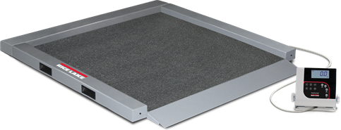 Rice Lake Scale, Wheelchair Model RL-350-5BLE 1000lb(450kg)x0.2lb(0.1kg) 34inx34inx1.75in single ramp and stop, anti-slip surface, indicator and 6 AA size Alkaline batteries # 205976
