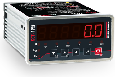 Rice Lake Indicator, SCT1PX-AN Panel mount Weight transmitter, with 2 INPUT, 2 OUTPUT and analog output. Fitted with 5-key keypad and LED display. # 229189
