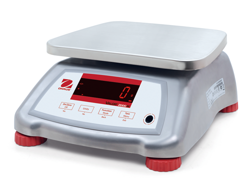 OHAUS Scale, V22XWE3T Compact, Valor 2000, 3 x 0.0005kg (6 x 0.001lb), 120VAC adapter Internal rechargeable battery # 102771