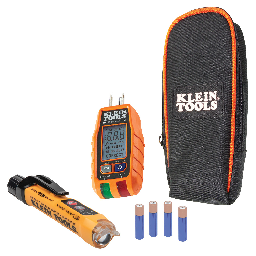 Klein Premium Dual-Range NCVT and GFCI Receptacle Tester Electrical Test Kit # RT250KIT