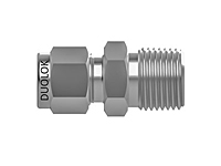 SSP Duolok Steel Male Connector Bored Thru 1/4" Tube x 1/2" NPT # ISD4MCBT8