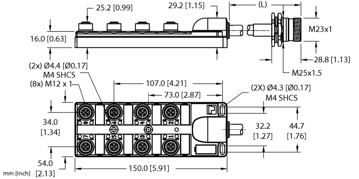 Turck 8-port Junction Box with M23 Multifast with cable Home Run - 8-port Junction Box with M23 Multifast with cable Home Run # 8MB12Z-5P3-0.3-CSFD 19