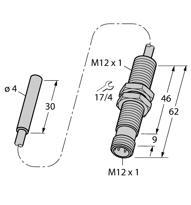 Turck Inductive Sensor - With Analog Output # BI1.5-EH04-0.3-M12-SIU-H1141