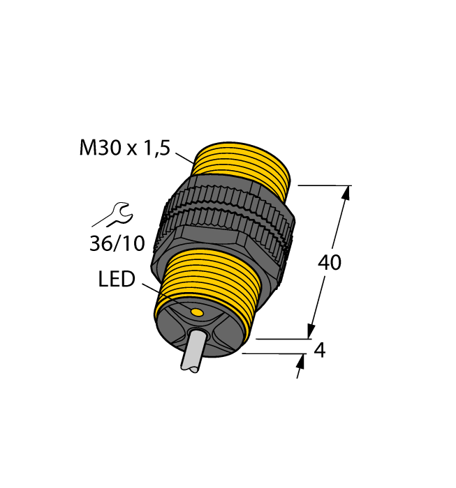 Turck Inductive Sensor - With Extended Temperature Range # BI10-P30-Y1X/S97