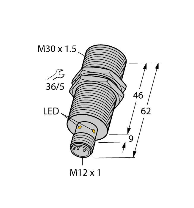 Turck Inductive Sensor - For Use in Vehicle Board Nets # BI15-EM30-VP45XLD-H1141