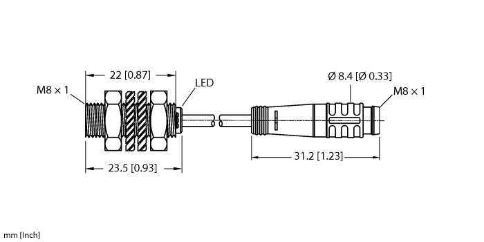 Turck Inductive Sensor - With Increased Switching Distance # BI2-EG08K-AN6X-0.2-PSG3