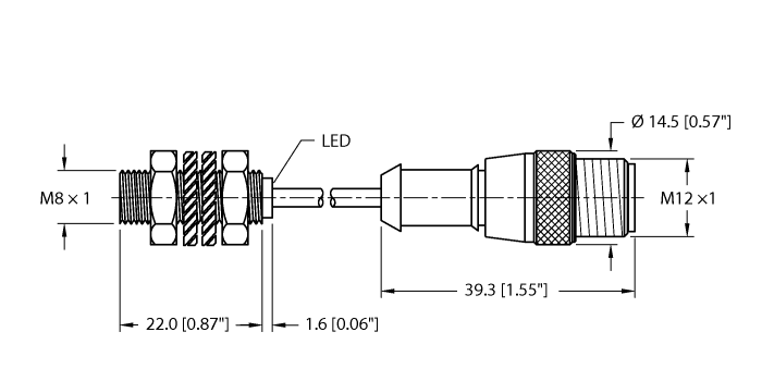 Turck Inductive Sensor - With Extended Switching Distance # BI2-EGT08K-AP6X-0.3-RS4T/S1764