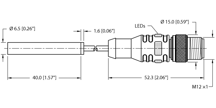 Turck Inductive Sensor - With Extended Switching Distance # BI2U-EH6.5-AP6X-0.4-RSE 4T-P7X2