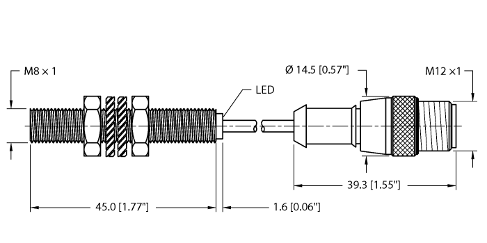 Turck Inductive Sensor - Stainless Steel Front # BI3-EGT08FE-AN6X-0.5-RS4T