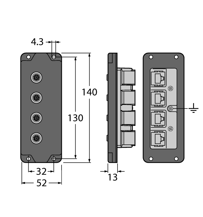 Turck - Wall/panel feed-through # BIC-84-E424