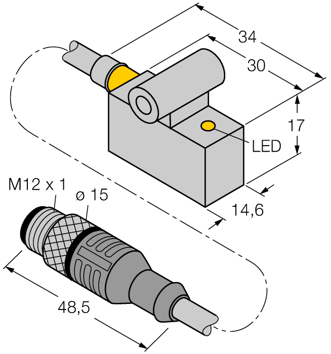 Turck Magnetic Field Sensor - For Pneumatic Cylinders # BIM-IKE-AN6X-0.3-RS4T W/KLI3