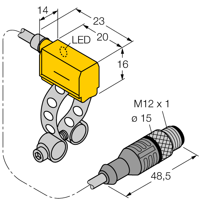 Turck Magnetic Field Sensor - For Pneumatic Cylinders # BIM-PST-AP6X-0.2-RSV4T W/KLP80