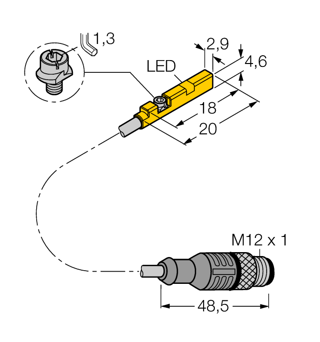 Turck Magnetic Field Sensor - For Pneumatic Cylinders # BIM-UNR-AP6X-0.3-RS4T/S1778 W/M