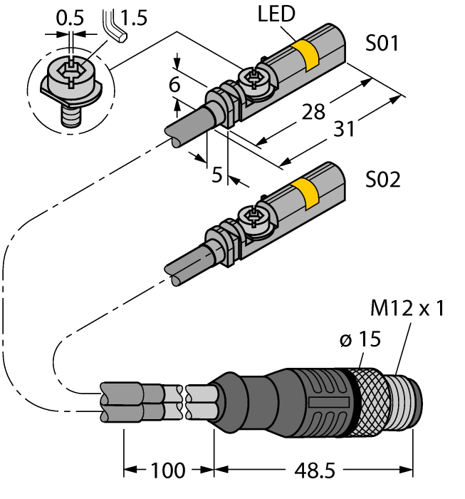 Turck Magnetic field sensor - for pneumatic cylinders # BIM-UNT-2AP6X-0.4-RSC4.4T