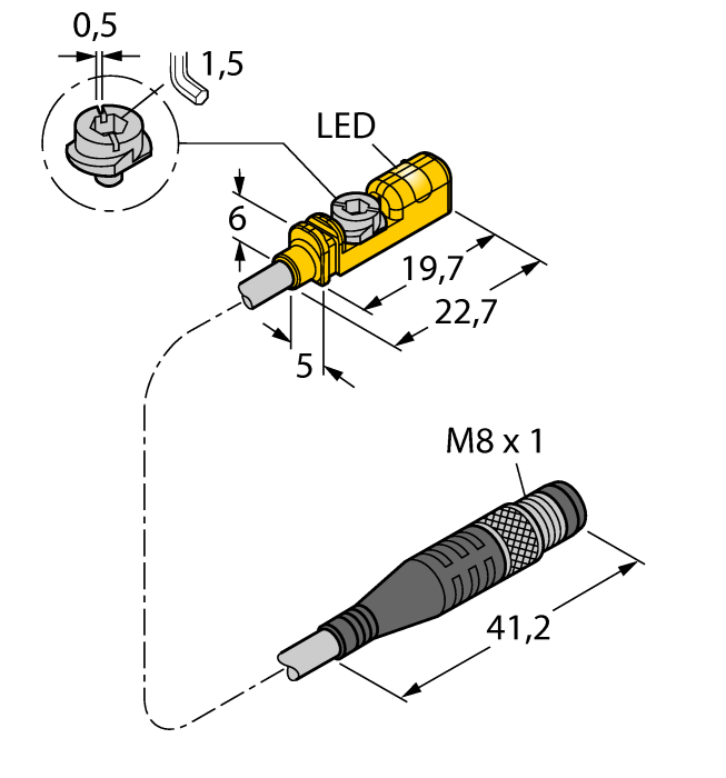 Turck Magnetic Field Sensor - Compact design for small hydraulic cylinders # BIM-UNTK-AP7X-0.3-PSG3M