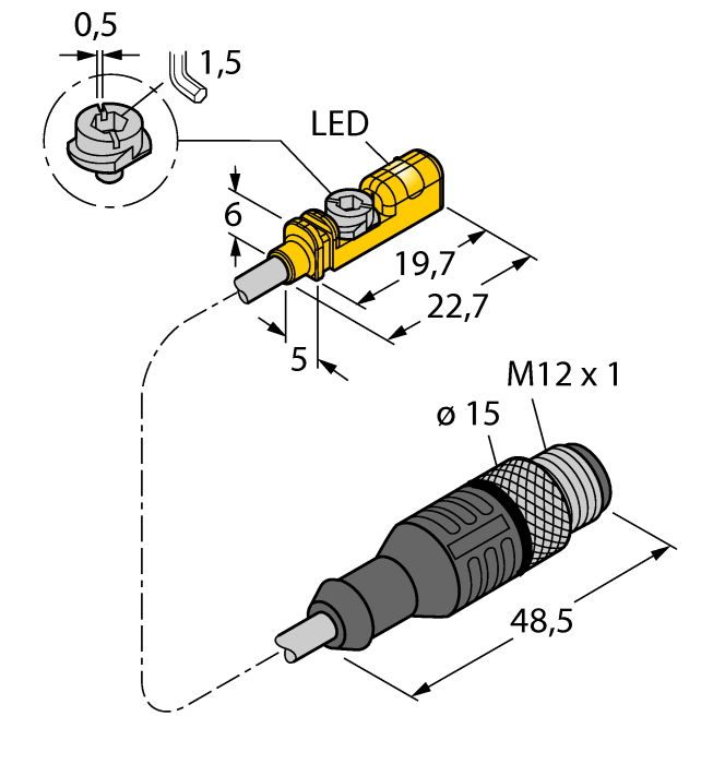 Turck Magnetic Field Sensor - Compact design for small hydraulic cylinders # BIM-UNTK-AP7X-0.3-RS4