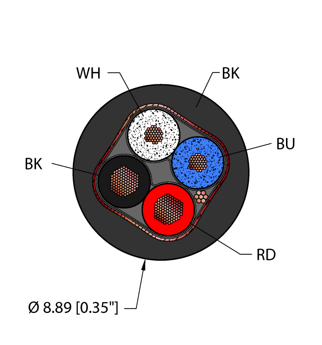 Turck Fieldbus Technology Cable - Reelfast Bulk Cable # BLK,PVC,1STPX17+1STPX20,S-DF,PLTC,DN,FL