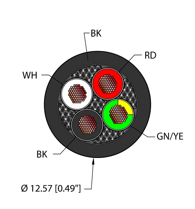 Turck Power Tray/Exposed Run/Direct Burial Cable - Reelfast Bulk Cable # BLK,PVC,4X12,TCERDB