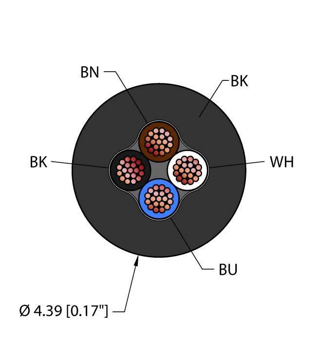 Turck General Purpose Cable - Reelfast Bulk Cable # BLK,PVC,4X26,AWM