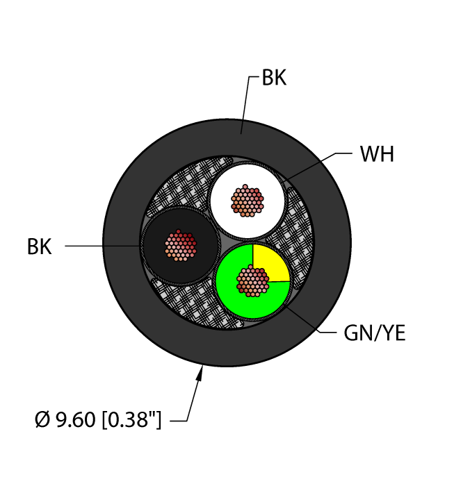 Turck Power Tray/Exposed Run/Direct Burial Cable - Reelfast Bulk Cable # BLK,TPE,3X14,TCERDB