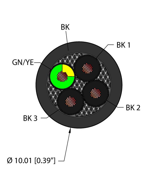 Turck Power Tray/Exposed Run/Direct Burial Cable - Reelfast Bulk Cable # BLK,TPE,4X14,TCERDB